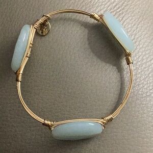 Bourbon and Bowties Gold Bracelet with Large Aquamarine Faceted Stones Accents